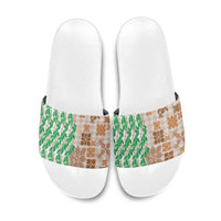 Aloha Hawaii Palaka Tuberose Lei Slide Sandals Hawaiian Quilt Seamless Style - Polynesian Pride