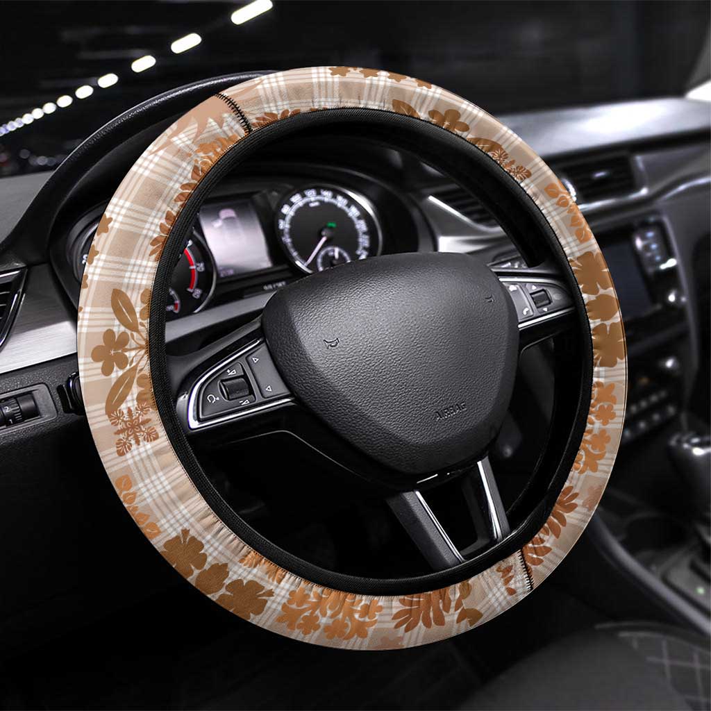 Aloha Hawaii Palaka Tuberose Lei Steering Wheel Cover Hawaiian Quilt Seamless Style - Polynesian Pride