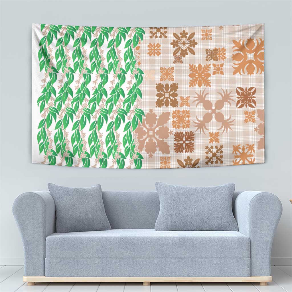 Aloha Hawaii Palaka Tuberose Lei Tapestry Hawaiian Quilt Seamless Style - Polynesian Pride
