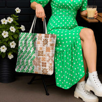 Aloha Hawaii Palaka Tuberose Lei Tote Bag Hawaiian Quilt Seamless Style - Polynesian Pride