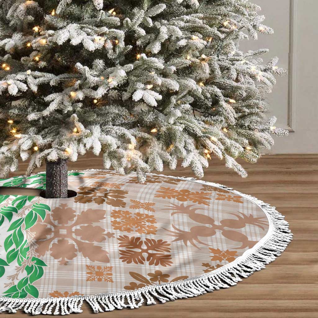 Aloha Hawaii Palaka Tuberose Lei Tree Skirt Hawaiian Quilt Seamless Style - Polynesian Pride