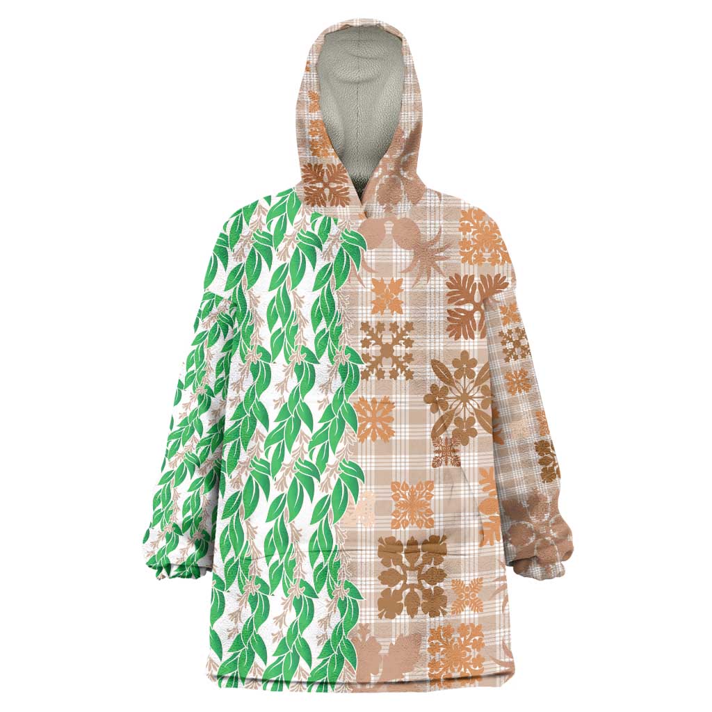 Aloha Hawaii Palaka Tuberose Lei Wearable Blanket Hoodie Hawaiian Quilt Seamless Style - Polynesian Pride