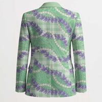 Pastel Green Hawaii Palaka Honohono Pikake Blazer Hawaiian Orchid Lei Polynesian Pattern - Polynesian Pride