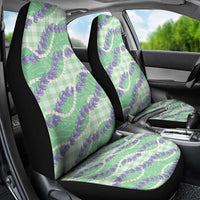 Pastel Green Hawaii Palaka Honohono Pikake Car Seat Cover Hawaiian Orchid Lei Polynesian Pattern - Polynesian Pride