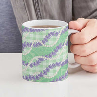 Pastel Green Hawaii Palaka Honohono Pikake Ceramic Mug Hawaiian Orchid Lei Polynesian Pattern - Polynesian Pride