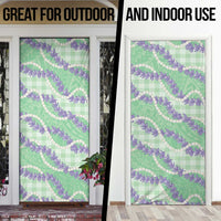 Pastel Green Hawaii Palaka Honohono Pikake Door Cover Hawaiian Orchid Lei Polynesian Pattern - Polynesian Pride