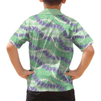 Pastel Green Hawaii Palaka Honohono Pikake Family Matching Long Sleeve Bodycon Dress and Hawaiian Shirt Hawaiian Orchid Lei Polynesian Pattern - Polynesian Pride