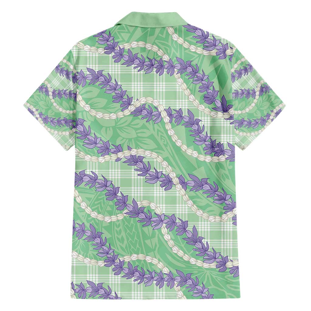 Pastel Green Hawaii Palaka Honohono Pikake Family Matching Long Sleeve Bodycon Dress and Hawaiian Shirt Hawaiian Orchid Lei Polynesian Pattern - Polynesian Pride