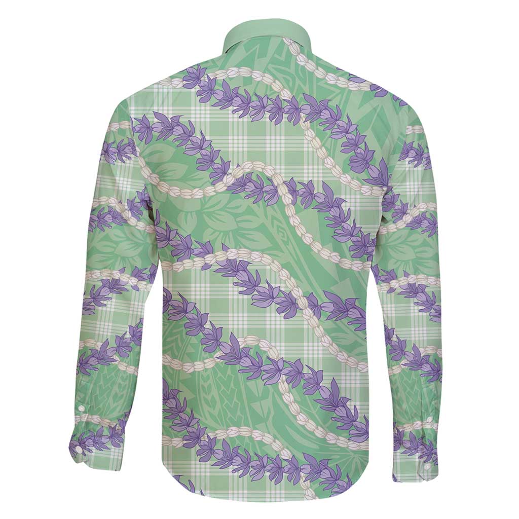 Pastel Green Hawaii Palaka Honohono Pikake Family Matching Off Shoulder Short Dress and Hawaiian Shirt Hawaiian Orchid Lei Polynesian Pattern - Polynesian Pride