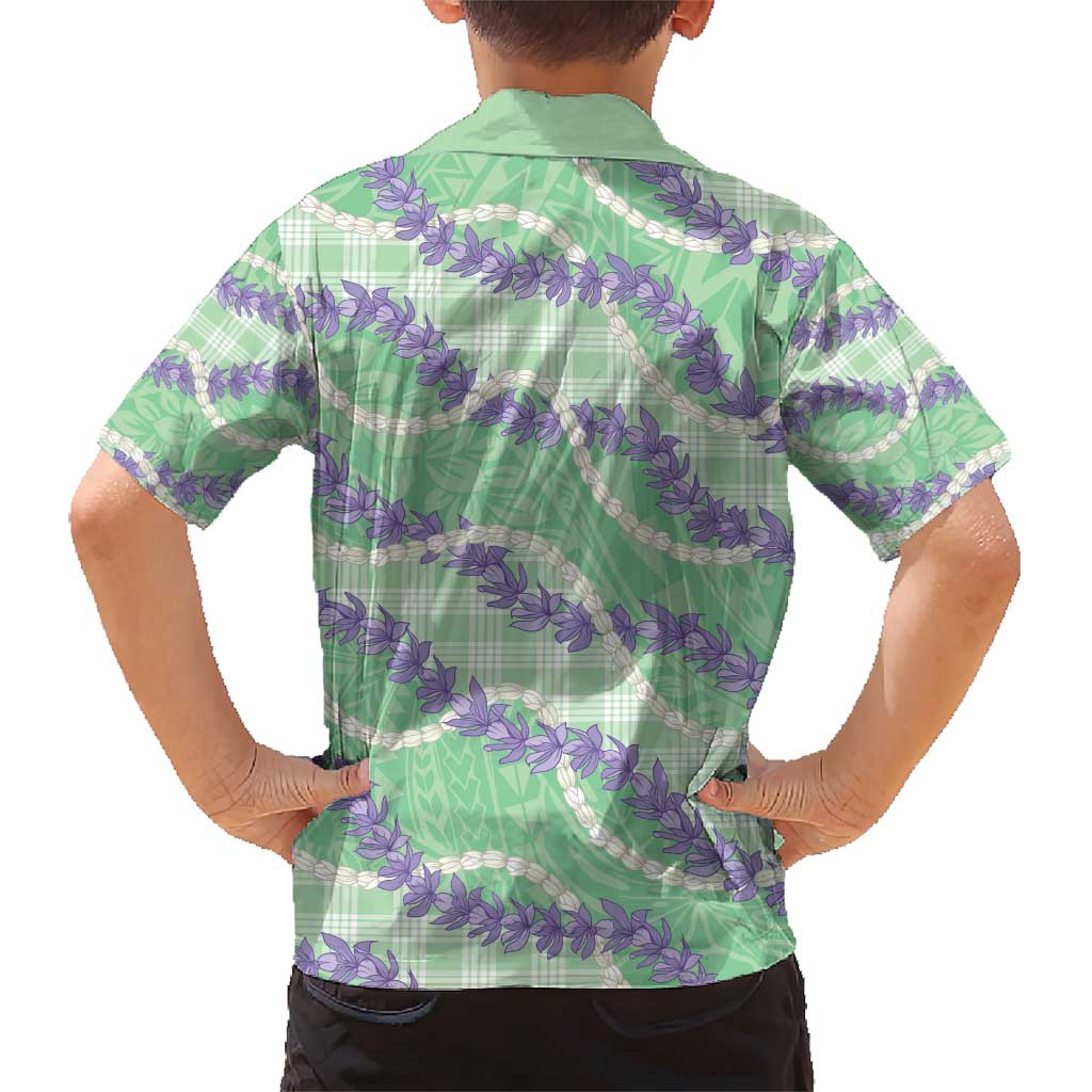 Pastel Green Hawaii Palaka Honohono Pikake Family Matching Short Sleeve Bodycon Dress and Hawaiian Shirt Hawaiian Orchid Lei Polynesian Pattern - Polynesian Pride