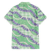 Pastel Green Hawaii Palaka Honohono Pikake Family Matching Short Sleeve Bodycon Dress and Hawaiian Shirt Hawaiian Orchid Lei Polynesian Pattern - Polynesian Pride