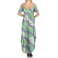 Pastel Green Hawaii Palaka Honohono Pikake Family Matching Summer Maxi Dress and Hawaiian Shirt Hawaiian Orchid Lei Polynesian Pattern - Polynesian Pride