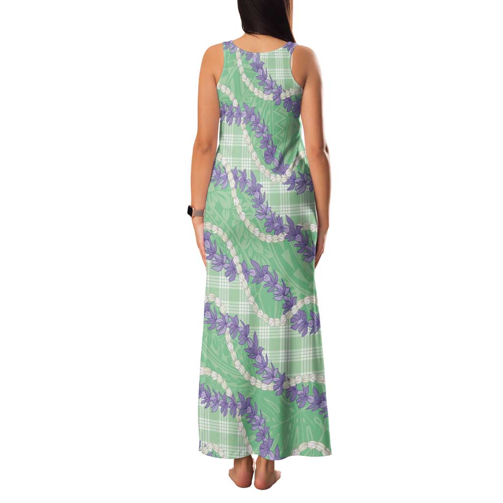 Pastel Green Hawaii Palaka Honohono Pikake Family Matching Tank Maxi Dress and Hawaiian Shirt Hawaiian Orchid Lei Polynesian Pattern - Polynesian Pride