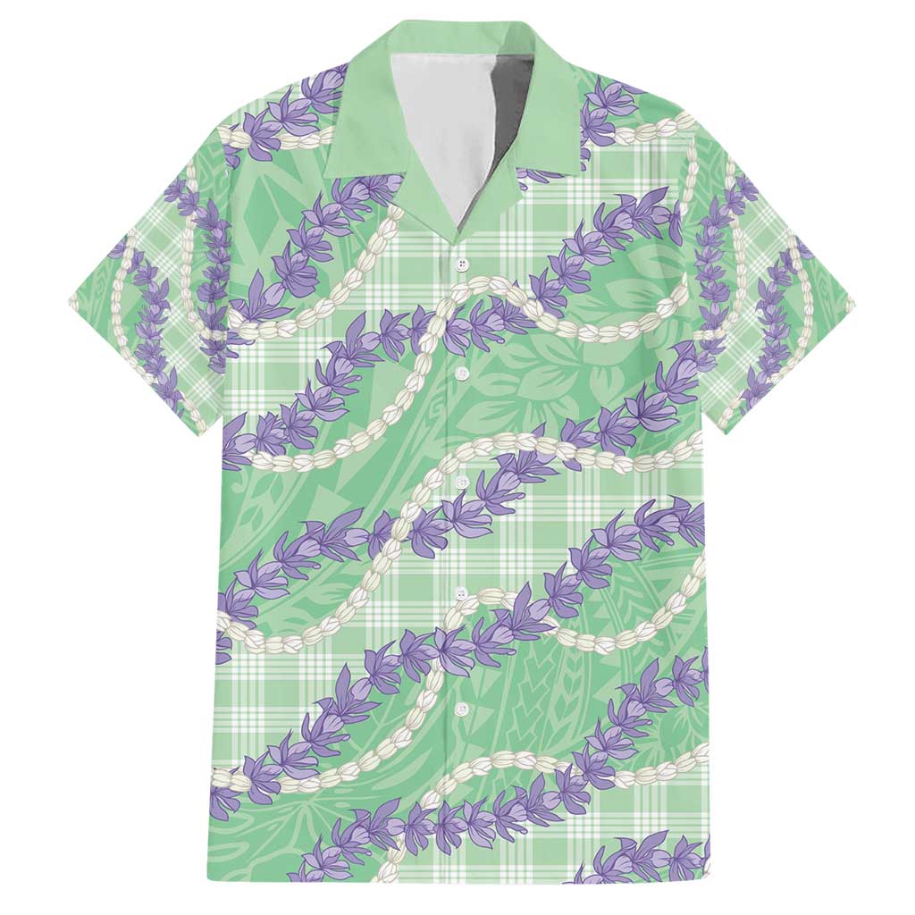 Pastel Green Hawaii Palaka Honohono Pikake Hawaiian Shirt Hawaiian Orchid Lei Polynesian Pattern - Polynesian Pride