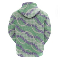 Pastel Green Hawaii Palaka Honohono Pikake Hoodie Hawaiian Orchid Lei Polynesian Pattern - Polynesian Pride