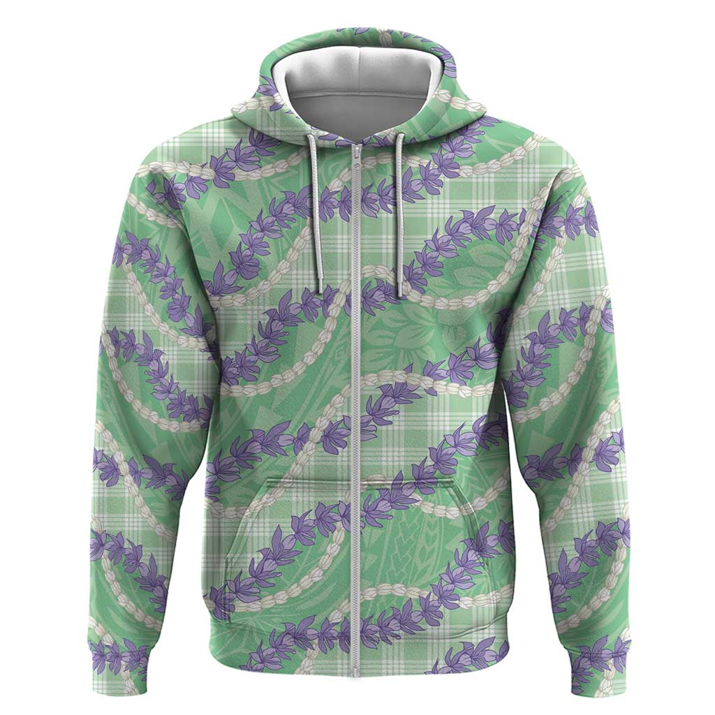 Pastel Green Hawaii Palaka Honohono Pikake Hoodie Hawaiian Orchid Lei Polynesian Pattern - Polynesian Pride