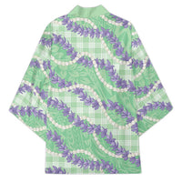 Pastel Green Hawaii Palaka Honohono Pikake Kimono Hawaiian Orchid Lei Polynesian Pattern - Polynesian Pride