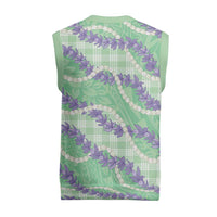 Pastel Green Hawaii Palaka Honohono Pikake Christmas Knitted V-Neck Vest Hawaiian Orchid Lei Polynesian Pattern - Polynesian Pride