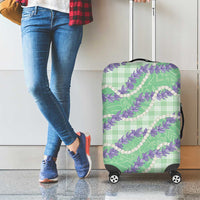 Pastel Green Hawaii Palaka Honohono Pikake Luggage Cover Hawaiian Orchid Lei Polynesian Pattern - Polynesian Pride