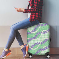 Pastel Green Hawaii Palaka Honohono Pikake Luggage Cover Hawaiian Orchid Lei Polynesian Pattern - Polynesian Pride