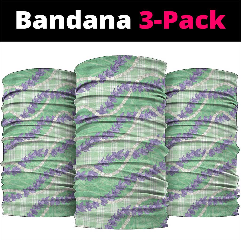 Pastel Green Hawaii Palaka Honohono Pikake Neck Gaiter Hawaiian Orchid Lei Polynesian Pattern - Polynesian Pride