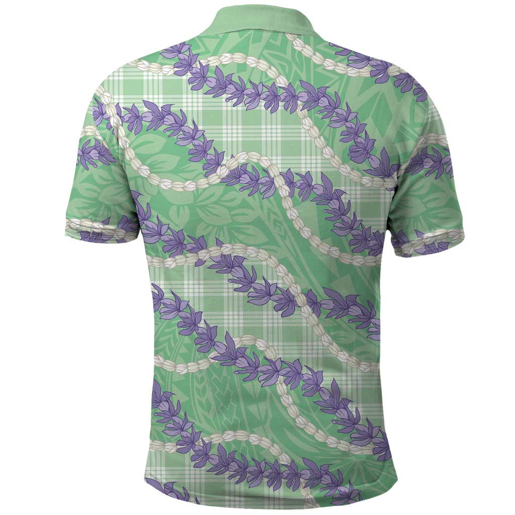 Pastel Green Hawaii Palaka Honohono Pikake Polo Shirt Hawaiian Orchid Lei Polynesian Pattern - Polynesian Pride