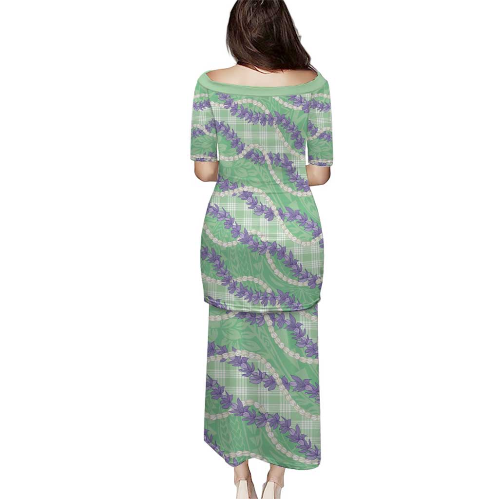 Pastel Green Hawaii Palaka Honohono Pikake Puletasi Hawaiian Orchid Lei Polynesian Pattern - Polynesian Pride