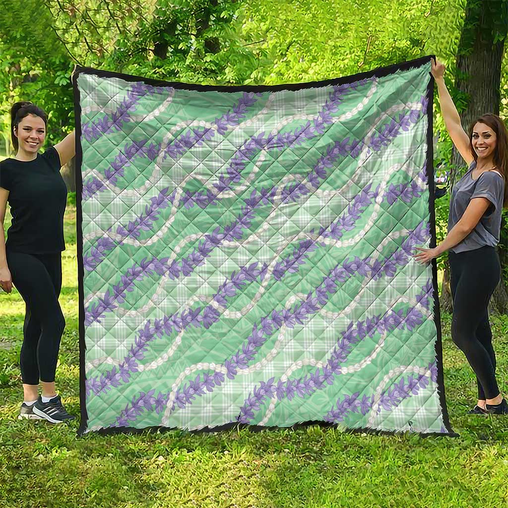 Pastel Green Hawaii Palaka Honohono Pikake Quilt Hawaiian Orchid Lei Polynesian Pattern - Polynesian Pride