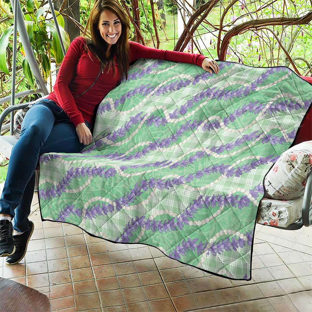 Pastel Green Hawaii Palaka Honohono Pikake Quilt Hawaiian Orchid Lei Polynesian Pattern - Polynesian Pride