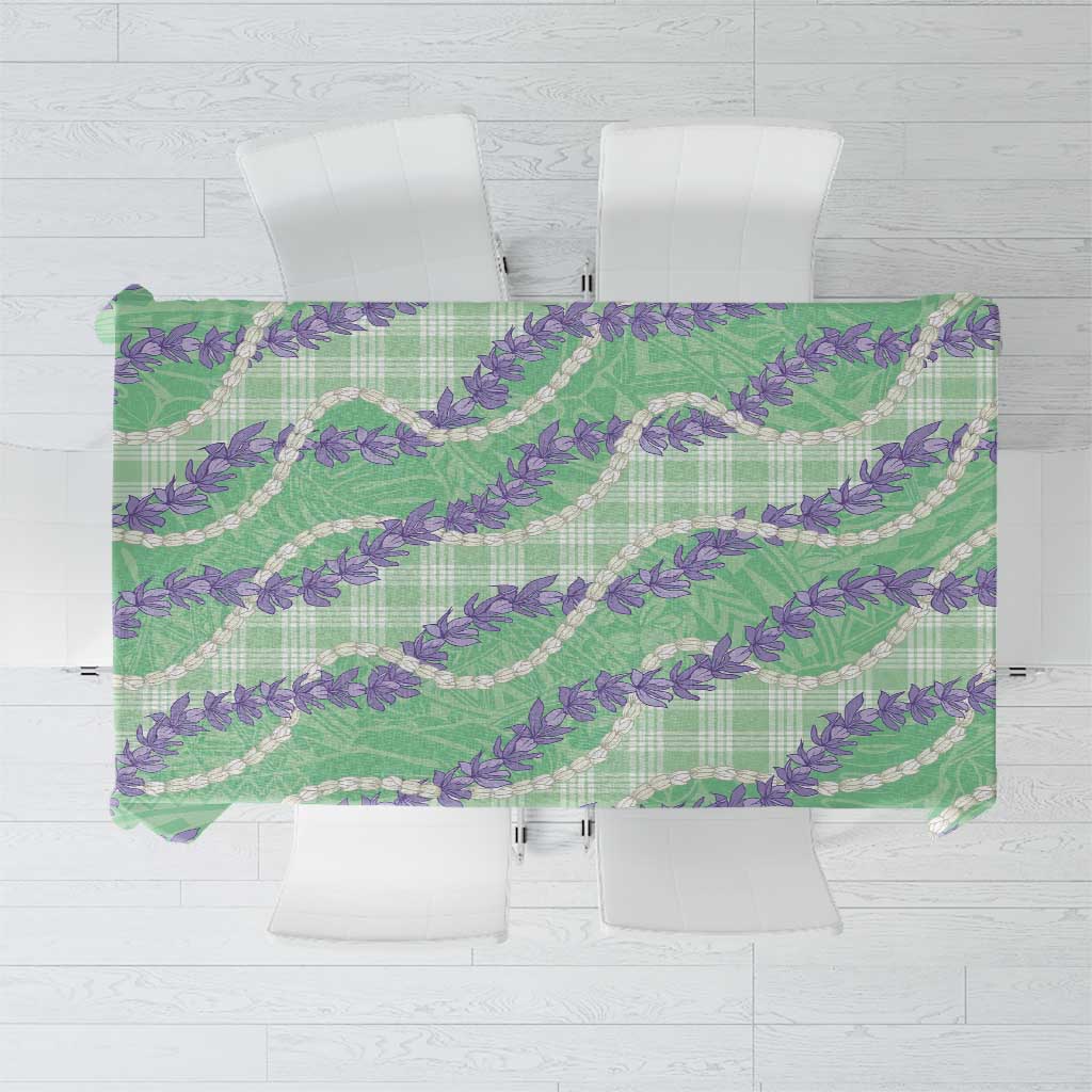 Pastel Green Hawaii Palaka Honohono Pikake Tablecloth Hawaiian Orchid Lei Polynesian Pattern - Polynesian Pride