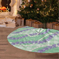 Pastel Green Hawaii Palaka Honohono Pikake Tree Skirt Hawaiian Orchid Lei Polynesian Pattern - Polynesian Pride
