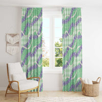 Pastel Green Hawaii Palaka Honohono Pikake Window Curtain Hawaiian Orchid Lei Polynesian Pattern - Polynesian Pride