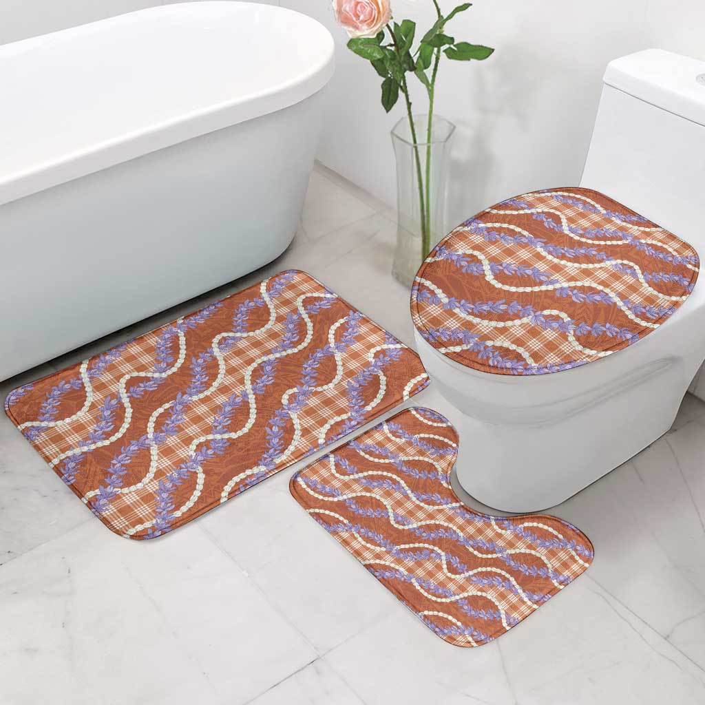 Orange Hawaii Palaka Honohono Pikake Bathroom Set Hawaiian Orchid Lei Polynesian Pattern - Polynesian Pride