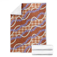 Orange Hawaii Palaka Honohono Pikake Blanket Hawaiian Orchid Lei Polynesian Pattern - Polynesian Pride