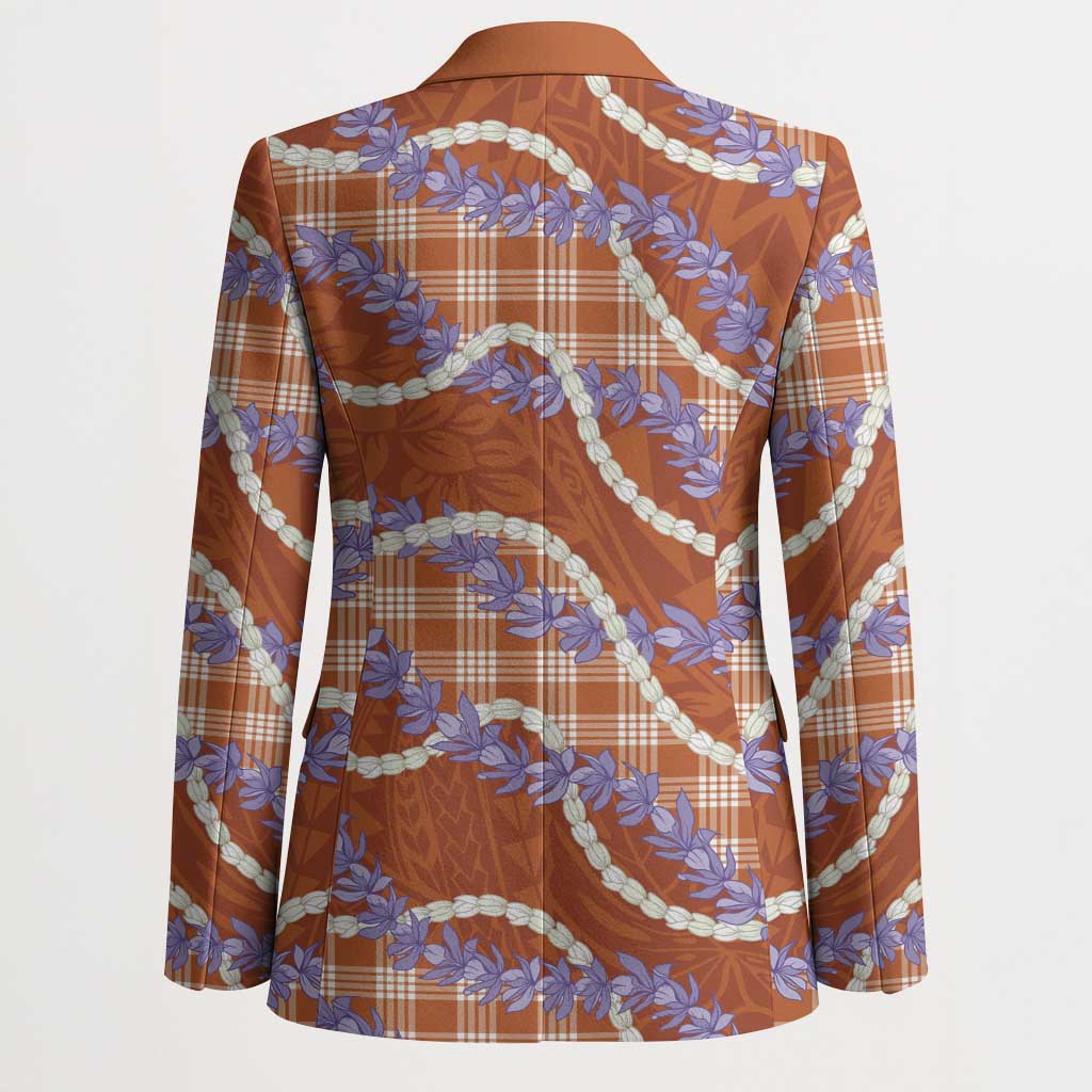 Orange Hawaii Palaka Honohono Pikake Blazer Hawaiian Orchid Lei Polynesian Pattern - Polynesian Pride