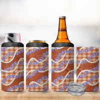Orange Hawaii Palaka Honohono Pikake 4 in 1 Can Cooler Tumbler Hawaiian Orchid Lei Polynesian Pattern - Polynesian Pride