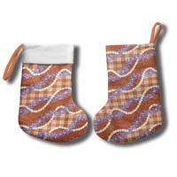 Orange Hawaii Palaka Honohono Pikake Christmas Stocking Hawaiian Orchid Lei Polynesian Pattern - Polynesian Pride