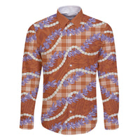 Orange Hawaii Palaka Honohono Pikake Family Matching Off The Shoulder Long Sleeve Dress and Hawaiian Shirt Hawaiian Orchid Lei Polynesian Pattern - Polynesian Pride