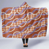 Orange Hawaii Palaka Honohono Pikake Hooded Blanket Hawaiian Orchid Lei Polynesian Pattern - Polynesian Pride