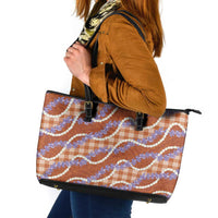 Orange Hawaii Palaka Honohono Pikake Leather Tote Bag Hawaiian Orchid Lei Polynesian Pattern - Polynesian Pride