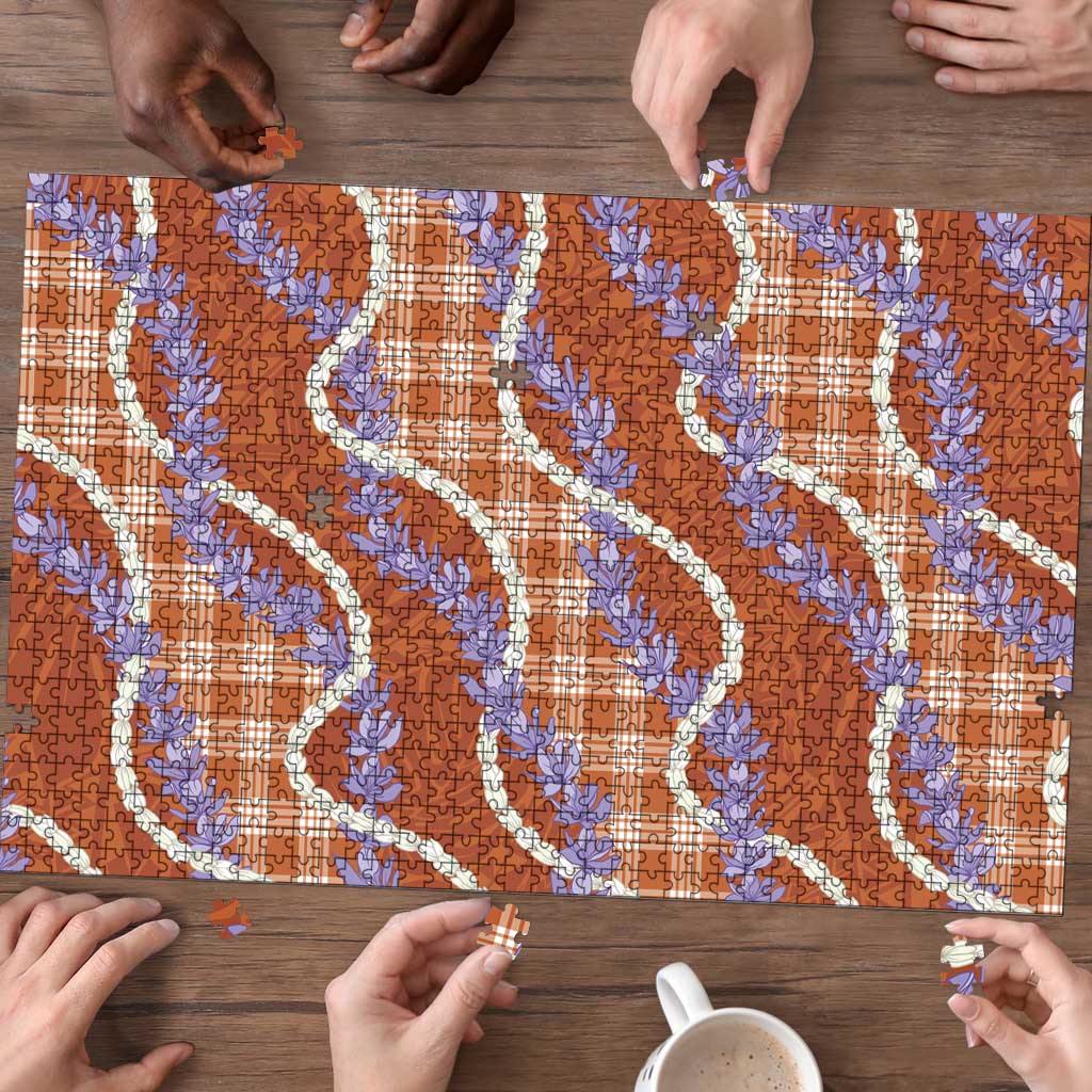 Orange Hawaii Palaka Honohono Pikake Puzzle Hawaiian Orchid Lei Polynesian Pattern - Polynesian Pride