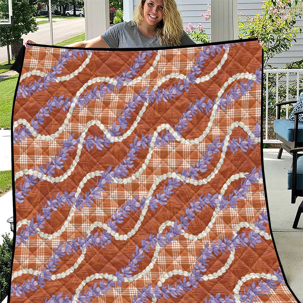 Orange Hawaii Palaka Honohono Pikake Quilt Hawaiian Orchid Lei Polynesian Pattern - Polynesian Pride