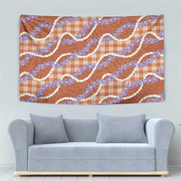 Orange Hawaii Palaka Honohono Pikake Tapestry Hawaiian Orchid Lei Polynesian Pattern - Polynesian Pride