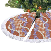 Orange Hawaii Palaka Honohono Pikake Tree Skirt Hawaiian Orchid Lei Polynesian Pattern - Polynesian Pride