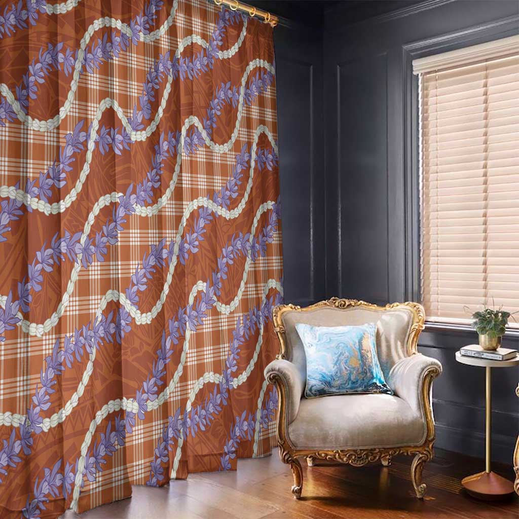 Orange Hawaii Palaka Honohono Pikake Window Curtain Hawaiian Orchid Lei Polynesian Pattern - Polynesian Pride