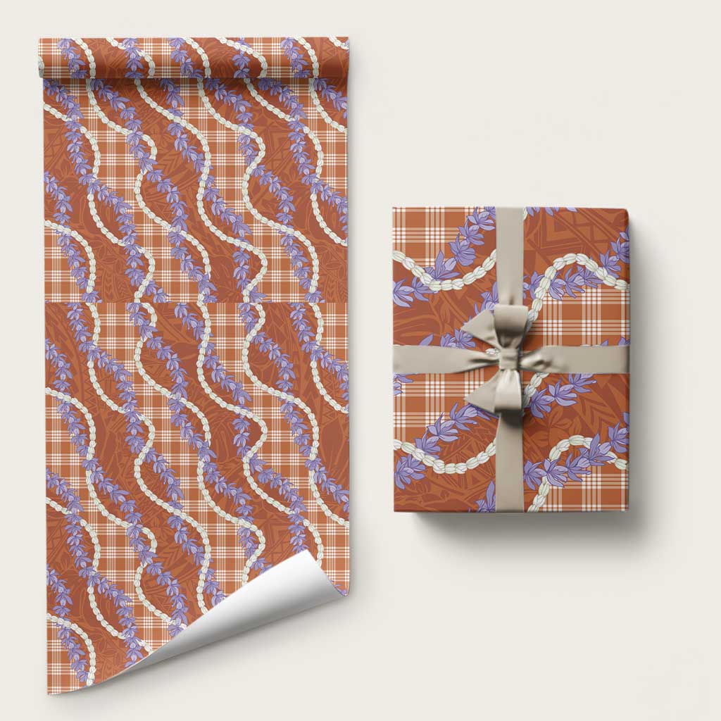Orange Hawaii Palaka Honohono Pikake Wrapping Paper Hawaiian Orchid Lei Polynesian Pattern - Polynesian Pride