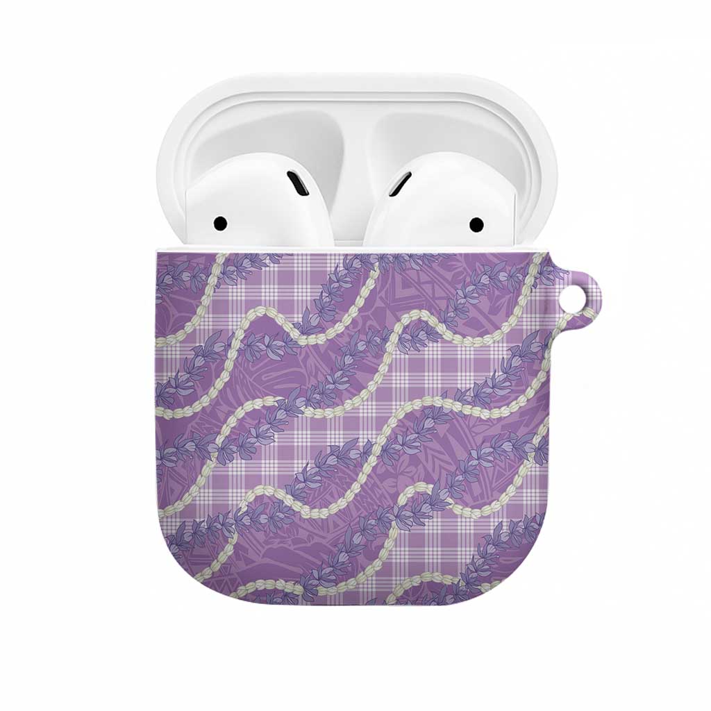 Purple Hawaii Palaka Honohono Pikake AirPods Case Hawaiian Orchid Lei Polynesian Pattern - Polynesian Pride