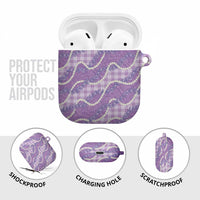Purple Hawaii Palaka Honohono Pikake AirPods Case Hawaiian Orchid Lei Polynesian Pattern - Polynesian Pride