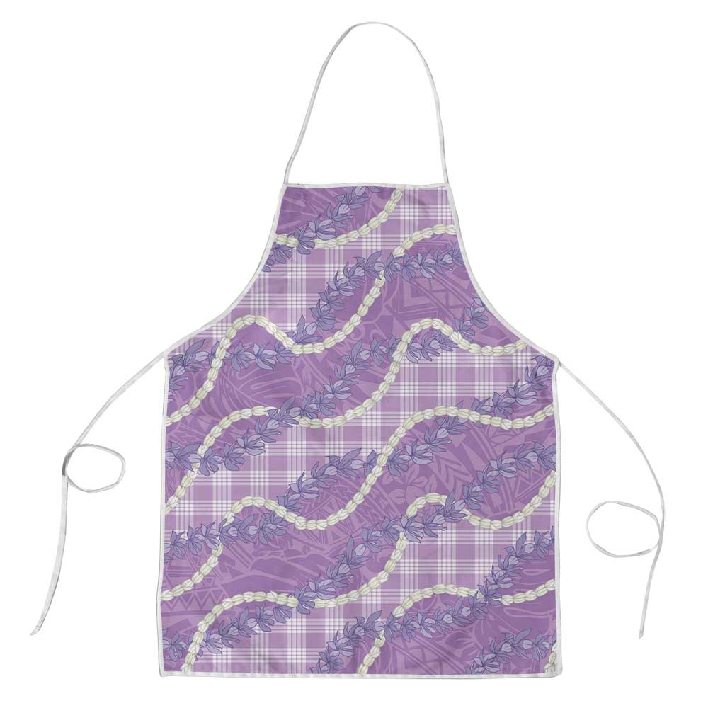 Purple Hawaii Palaka Honohono Pikake Apron Hawaiian Orchid Lei Polynesian Pattern - Polynesian Pride