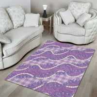 Purple Hawaii Palaka Honohono Pikake Area Rug Hawaiian Orchid Lei Polynesian Pattern - Polynesian Pride